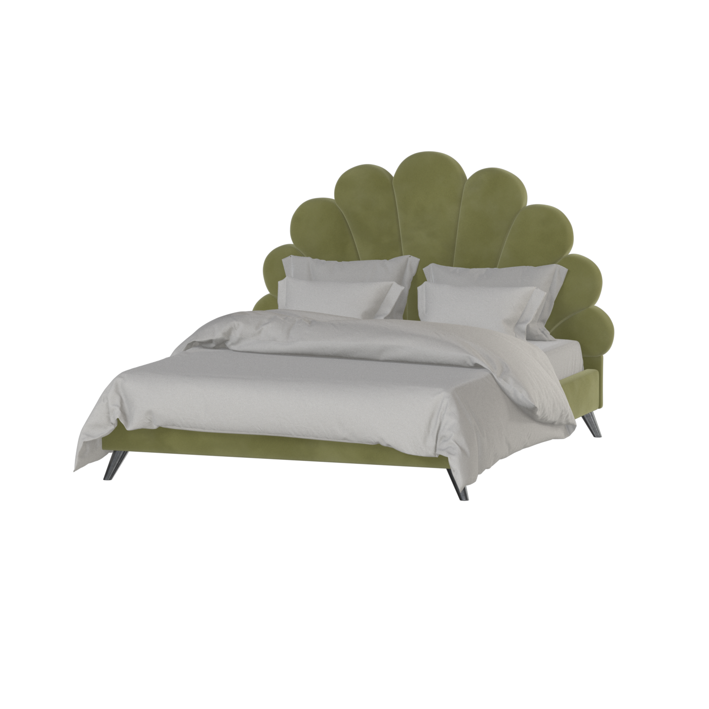 Evelina Curved Headboard Bed in Soft Upholstery
