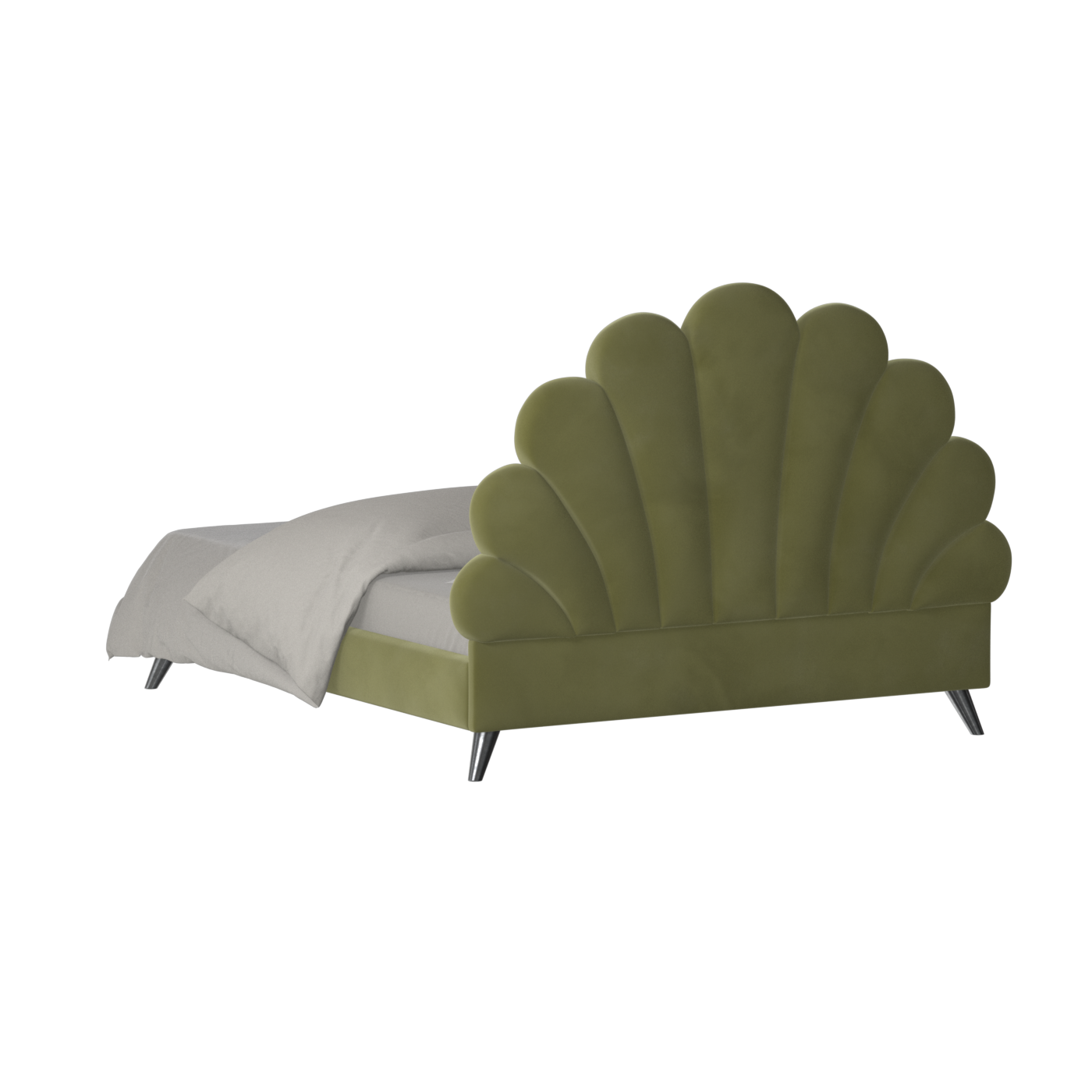 Evelina Curved Headboard Bed in Soft Upholstery