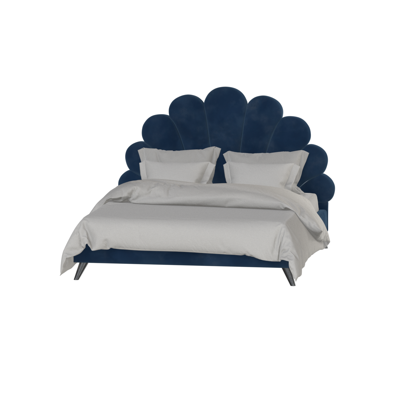 Evelina Curved Headboard Bed in Soft Upholstery