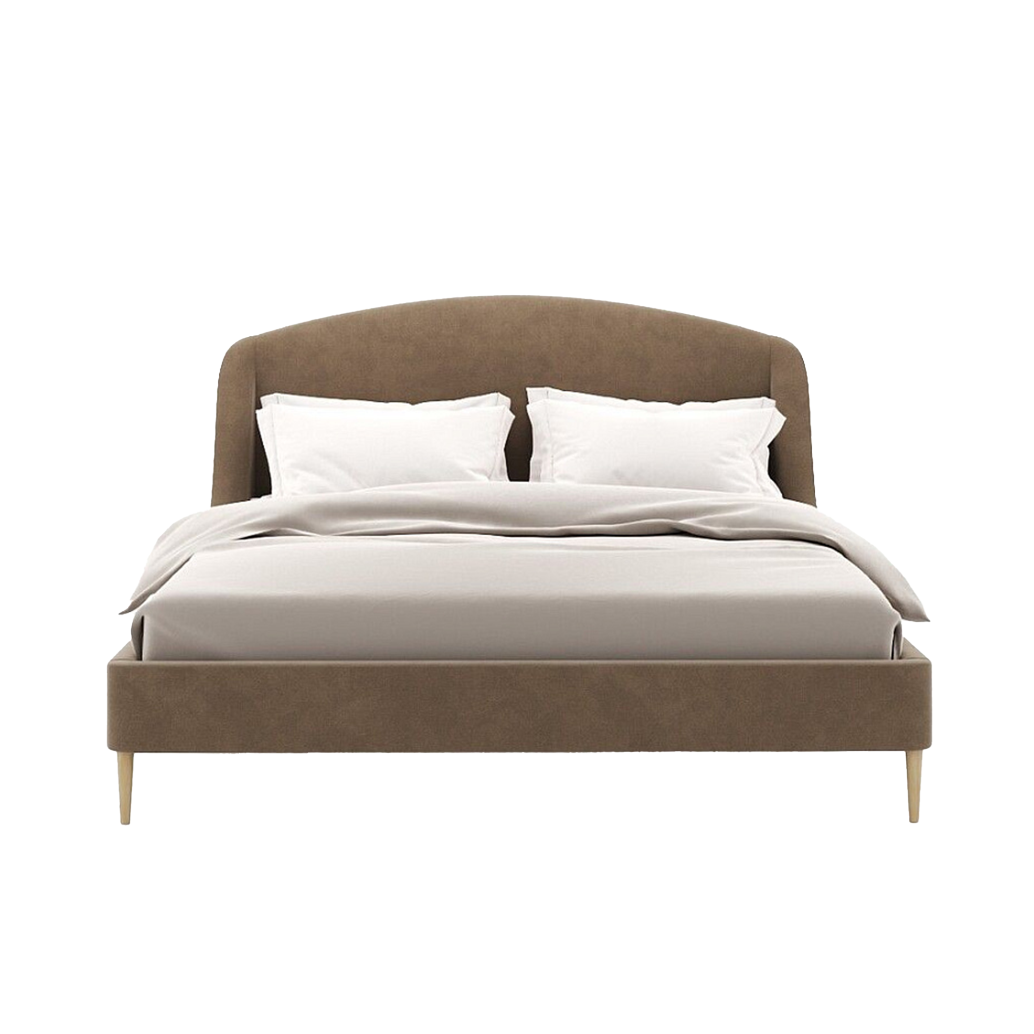 Lafayette Curved Bed — Taupe Linen‑Look Fabric