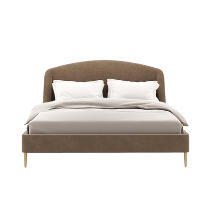 Lafayette Curved Bed — Taupe Linen‑Look Fabric