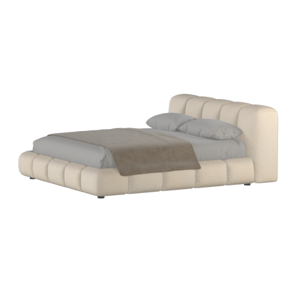 Fluffy Upholstered Bed Frame in Textured Bouclé