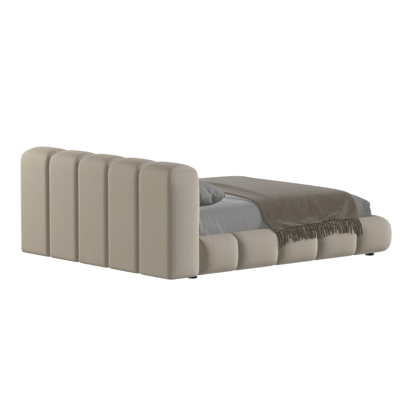 Fluffy Upholstered Bed Frame in Textured Bouclé