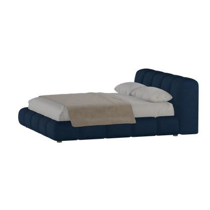 Fluffy Upholstered Bed Frame in Textured Bouclé