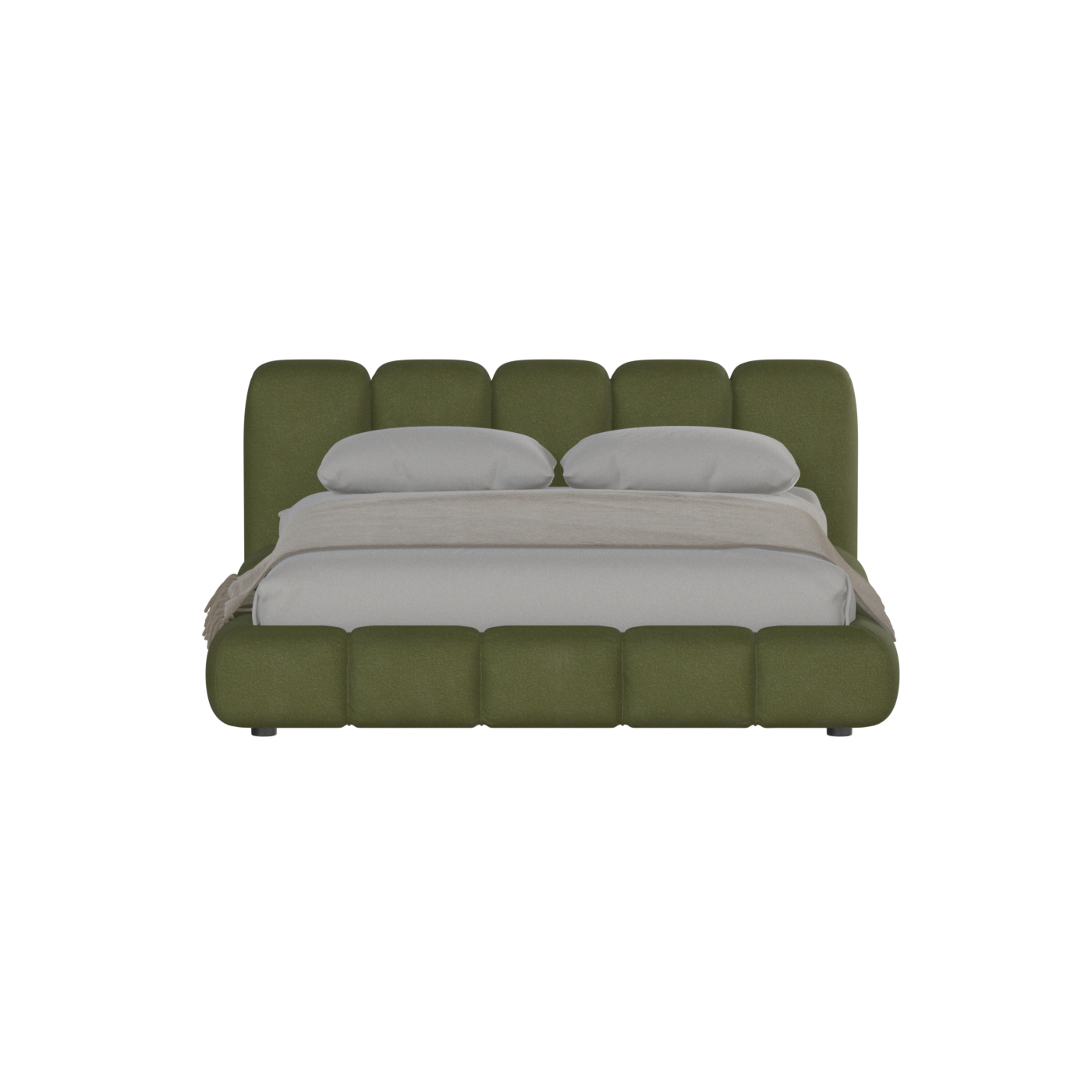 Fluffy Upholstered Bed Frame in Textured Bouclé