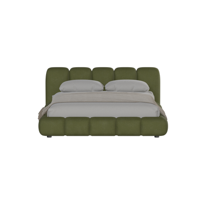 Fluffy Upholstered Bed Frame in Textured Bouclé