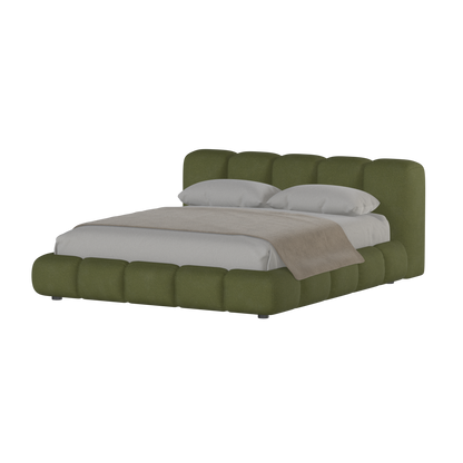Fluffy Upholstered Bed Frame in Textured Bouclé