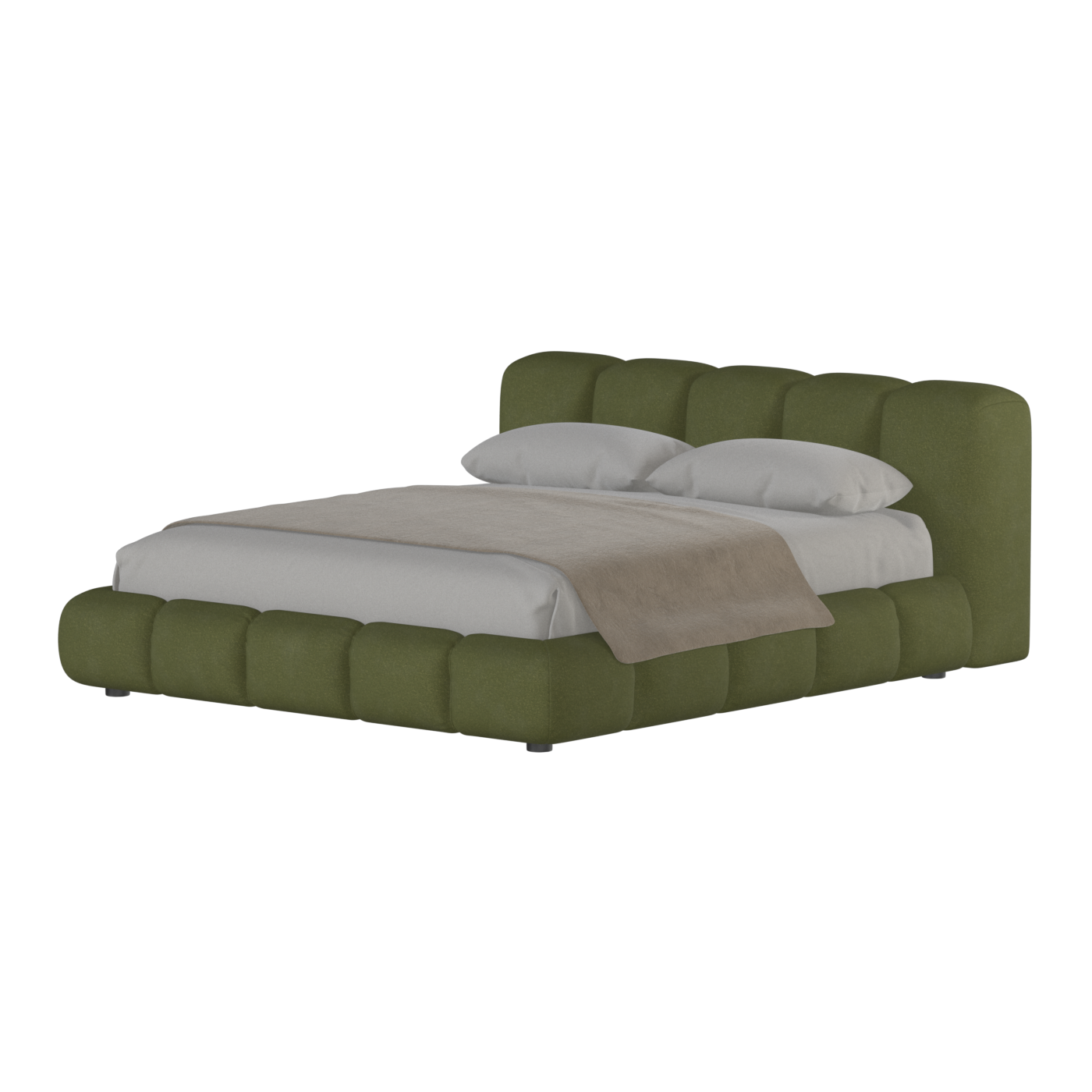 Fluffy Upholstered Bed Frame in Textured Bouclé