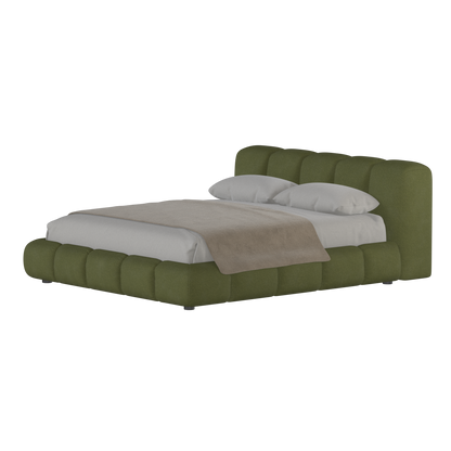 Fluffy Upholstered Bed Frame in Textured Bouclé