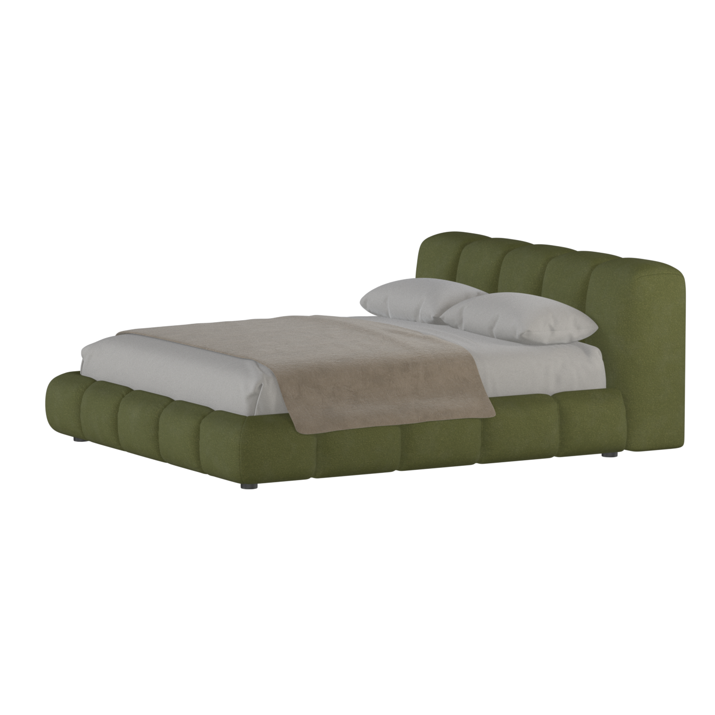Fluffy Upholstered Bed Frame in Textured Bouclé