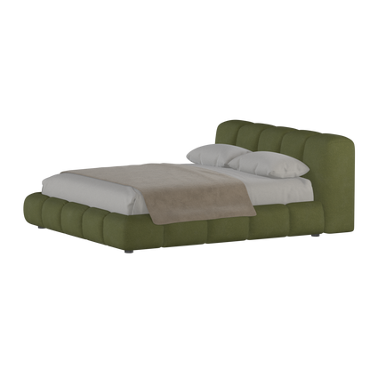 Fluffy Upholstered Bed Frame in Textured Bouclé