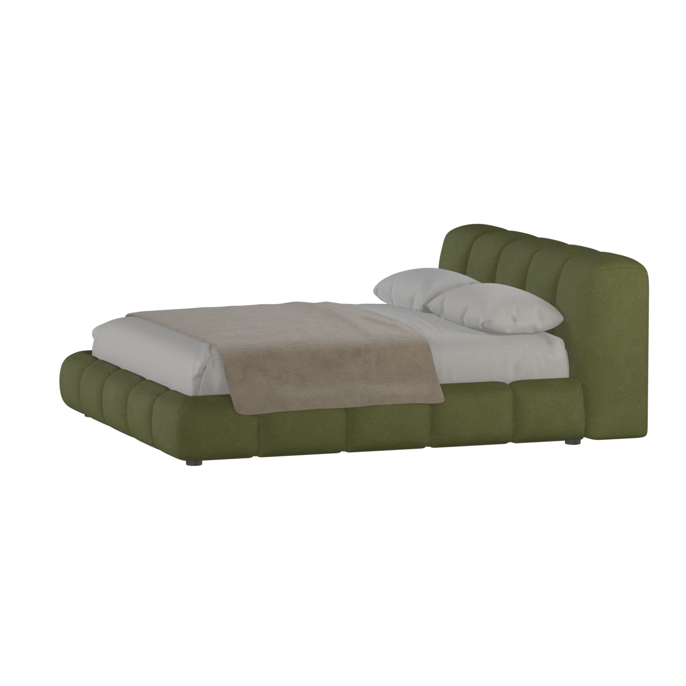 Fluffy Upholstered Bed Frame in Textured Bouclé