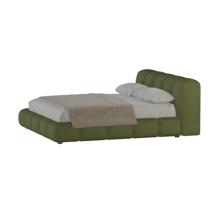 Fluffy Upholstered Bed Frame in Textured Bouclé