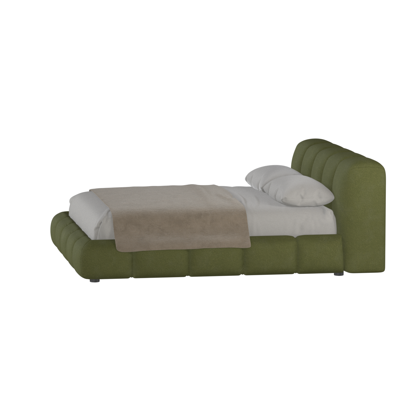 Fluffy Upholstered Bed Frame in Textured Bouclé