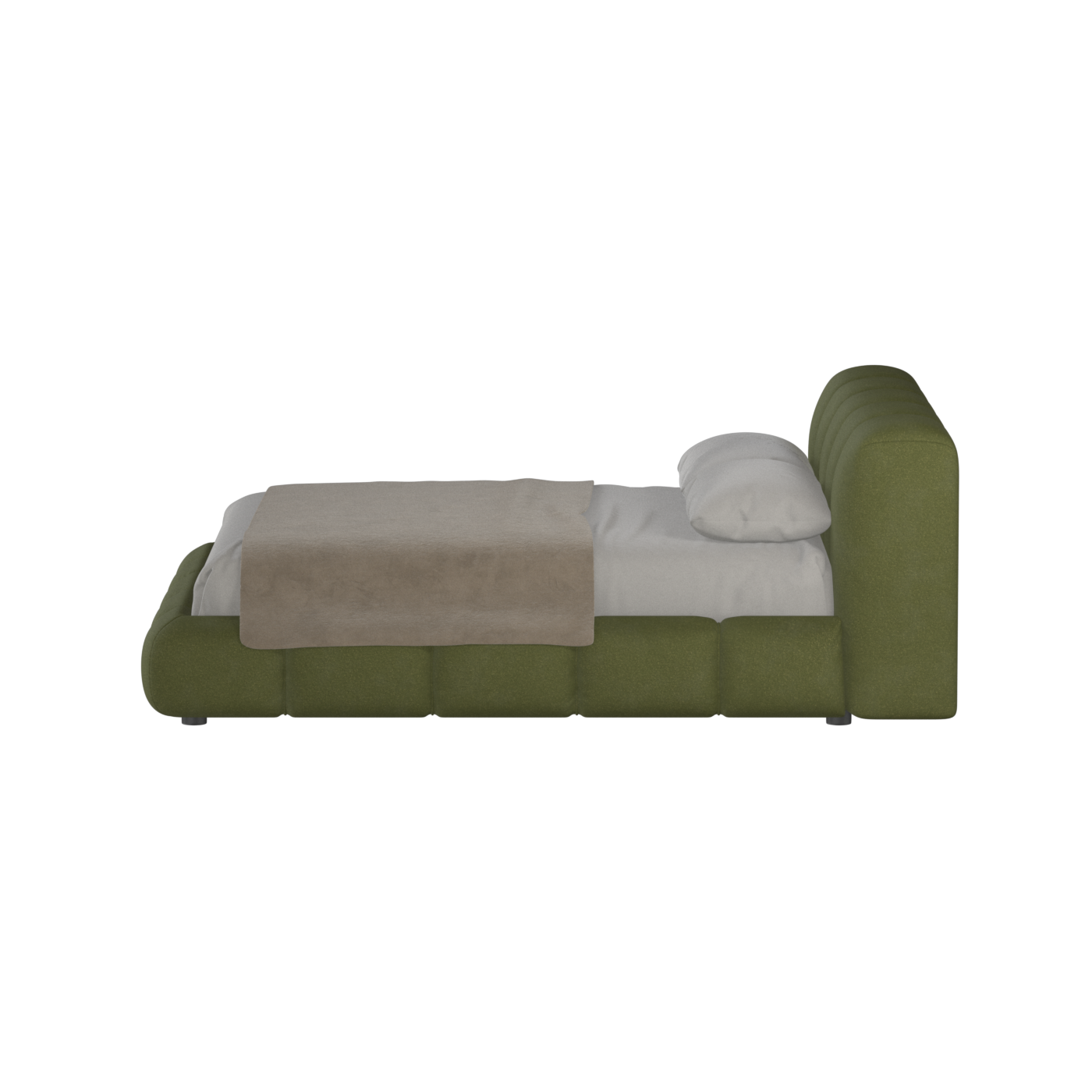 Fluffy Upholstered Bed Frame in Textured Bouclé
