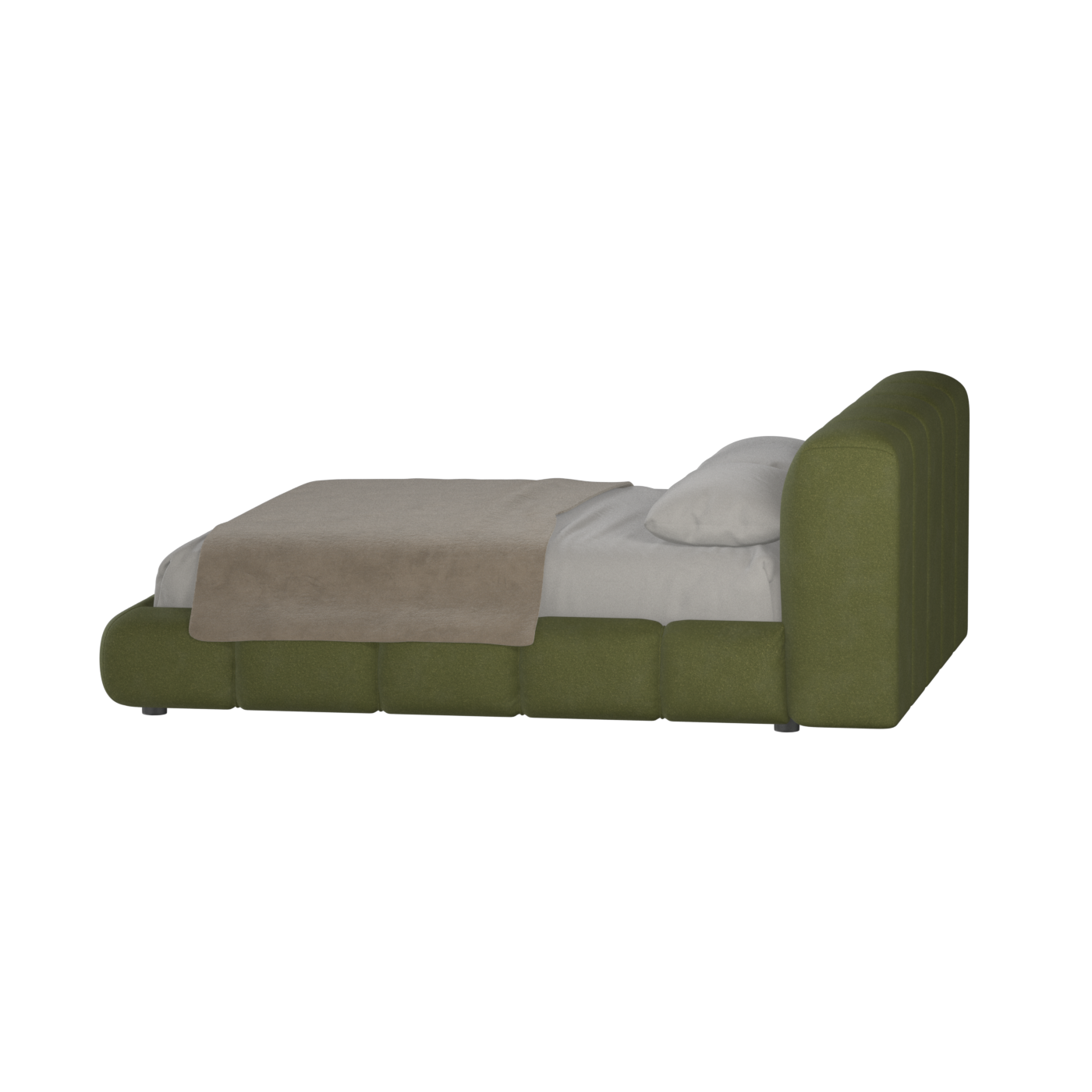 Fluffy Upholstered Bed Frame in Textured Bouclé