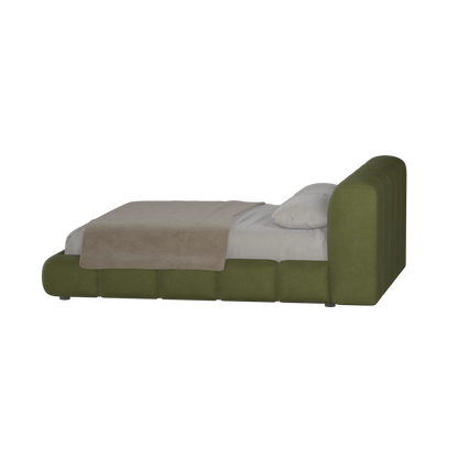 Fluffy Upholstered Bed Frame in Textured Bouclé