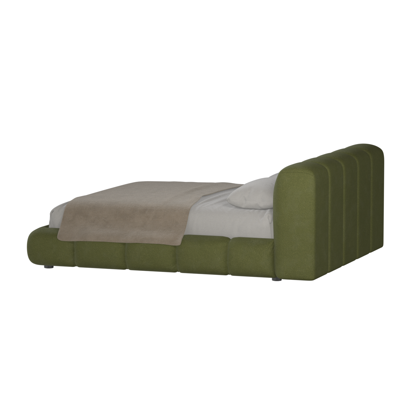 Fluffy Upholstered Bed Frame in Textured Bouclé