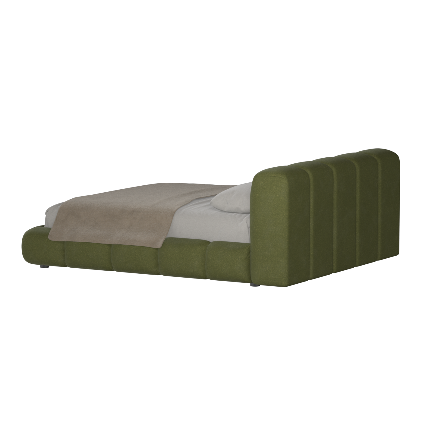Fluffy Upholstered Bed Frame in Textured Bouclé