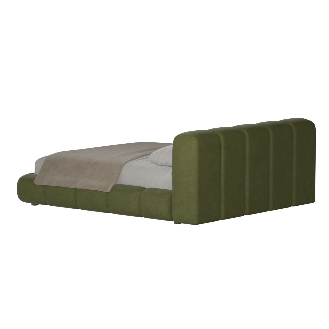 Fluffy Upholstered Bed Frame in Textured Bouclé