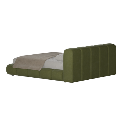 Fluffy Upholstered Bed Frame in Textured Bouclé