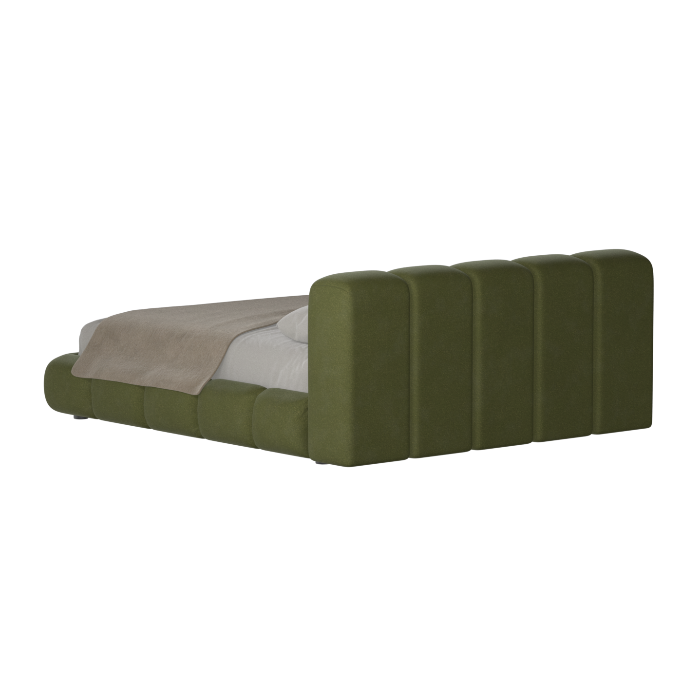 Fluffy Upholstered Bed Frame in Textured Bouclé
