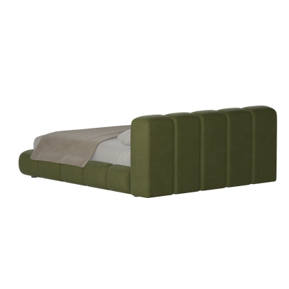 Fluffy Upholstered Bed Frame in Textured Bouclé