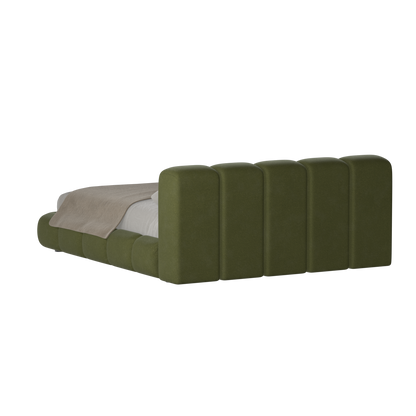 Fluffy Upholstered Bed Frame in Textured Bouclé