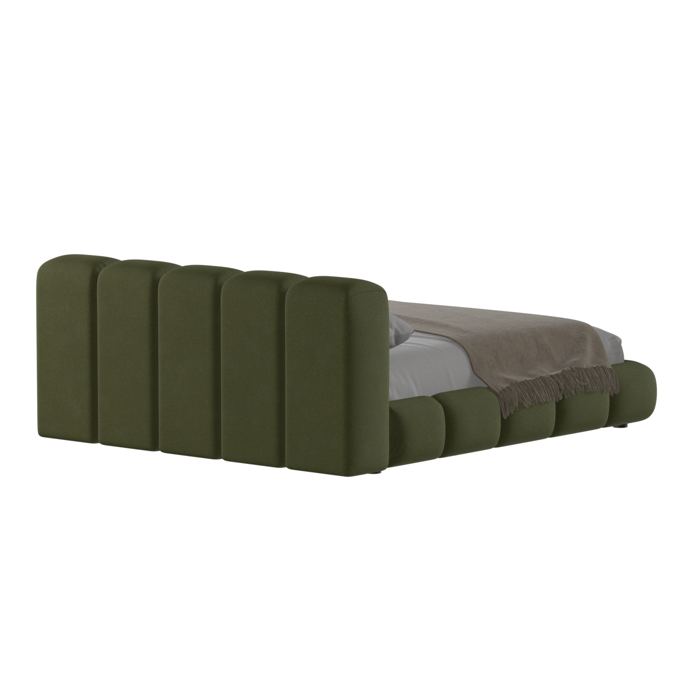 Fluffy Upholstered Bed Frame in Textured Bouclé