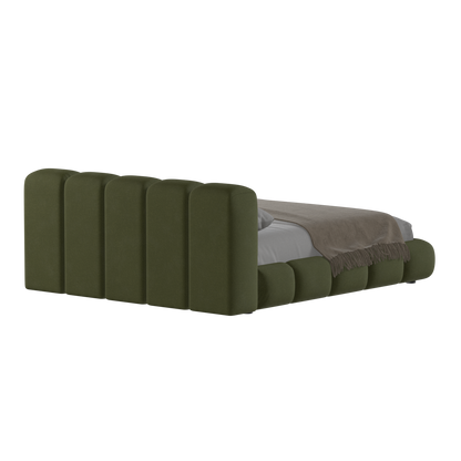 Fluffy Upholstered Bed Frame in Textured Bouclé