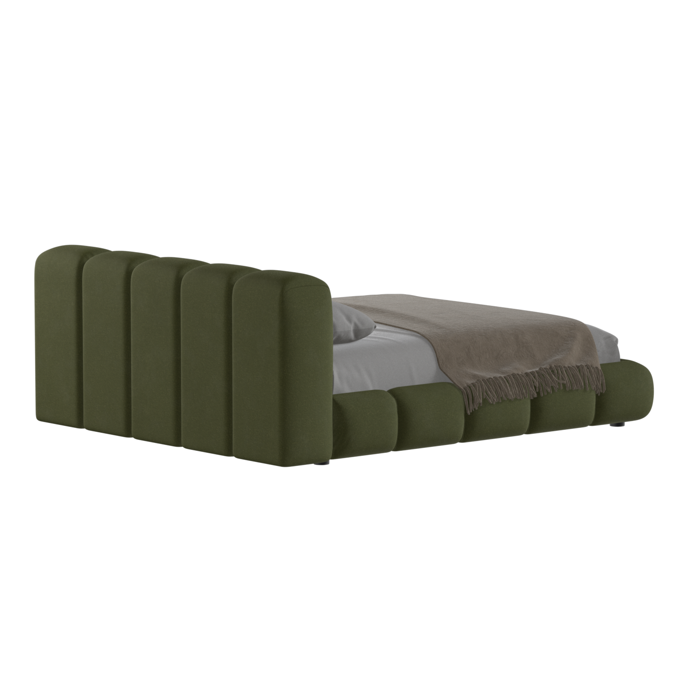 Fluffy Upholstered Bed Frame in Textured Bouclé