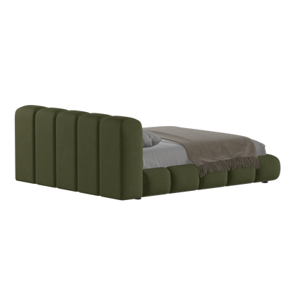 Fluffy Upholstered Bed Frame in Textured Bouclé