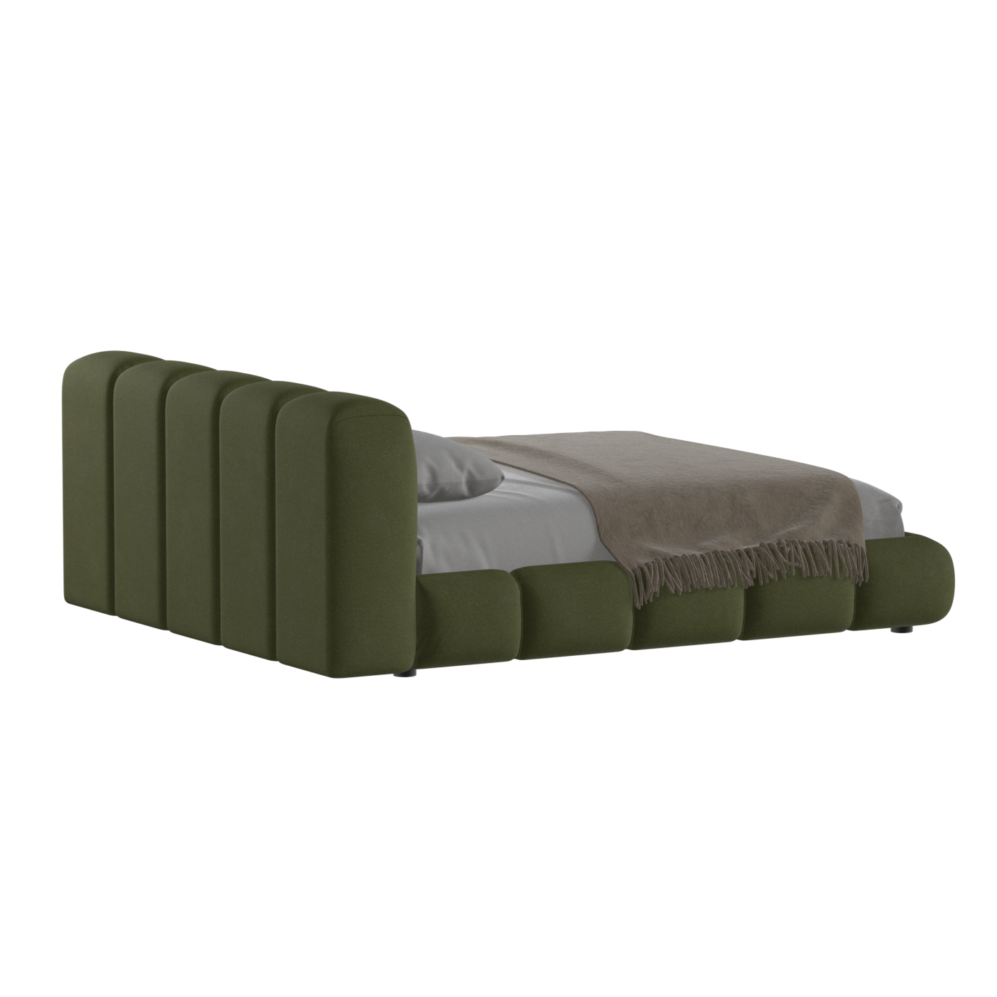 Fluffy Upholstered Bed Frame in Textured Bouclé
