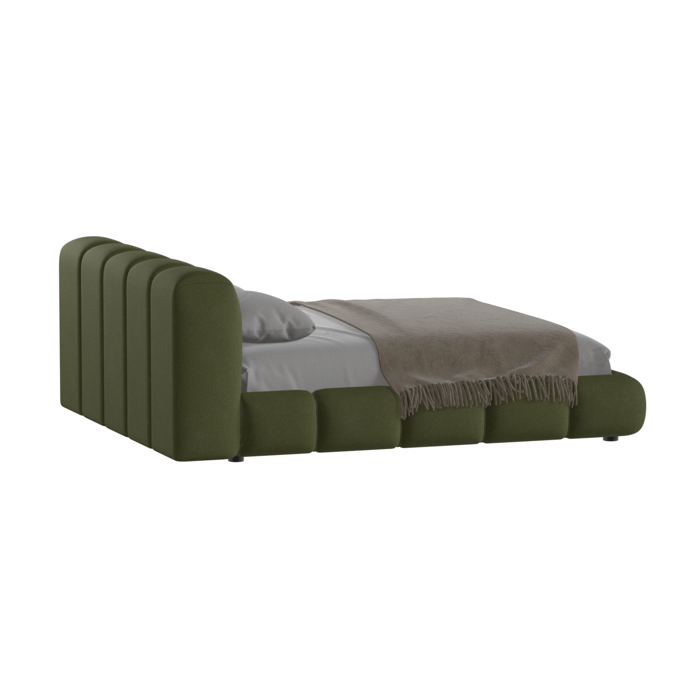 Fluffy Upholstered Bed Frame in Textured Bouclé
