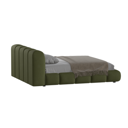 Fluffy Upholstered Bed Frame in Textured Bouclé