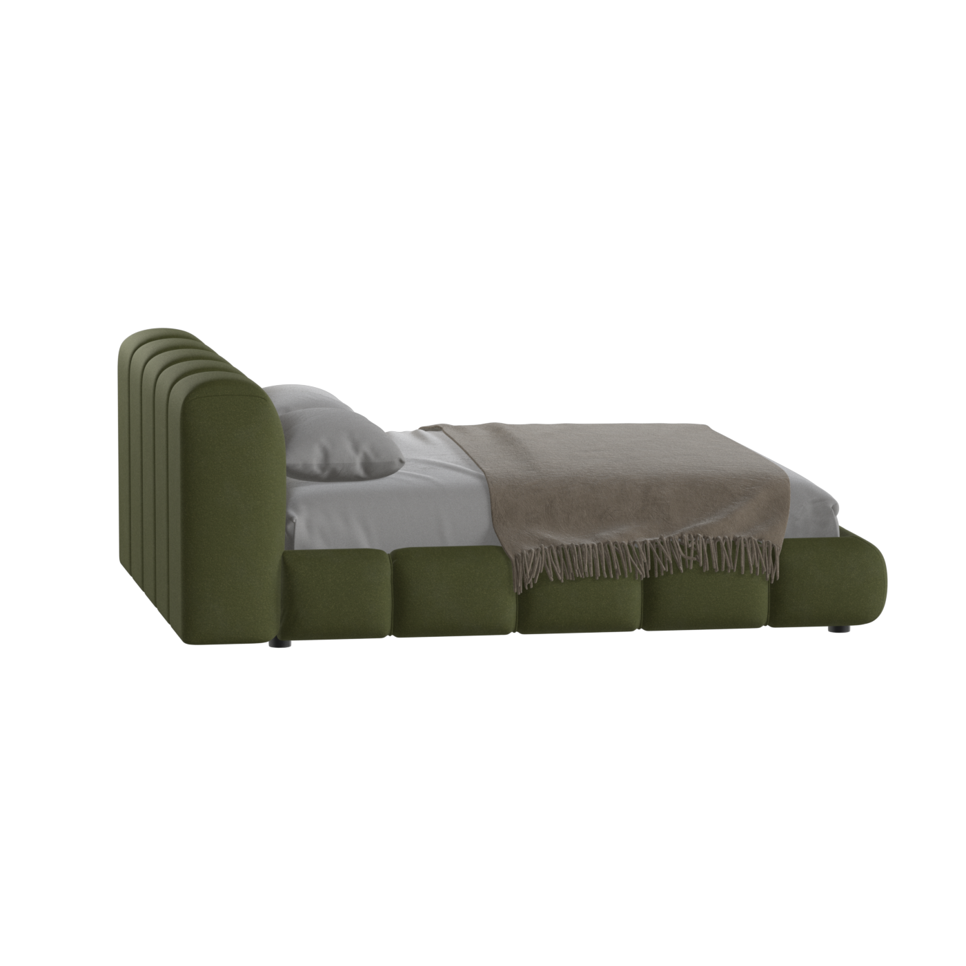Fluffy Upholstered Bed Frame in Textured Bouclé