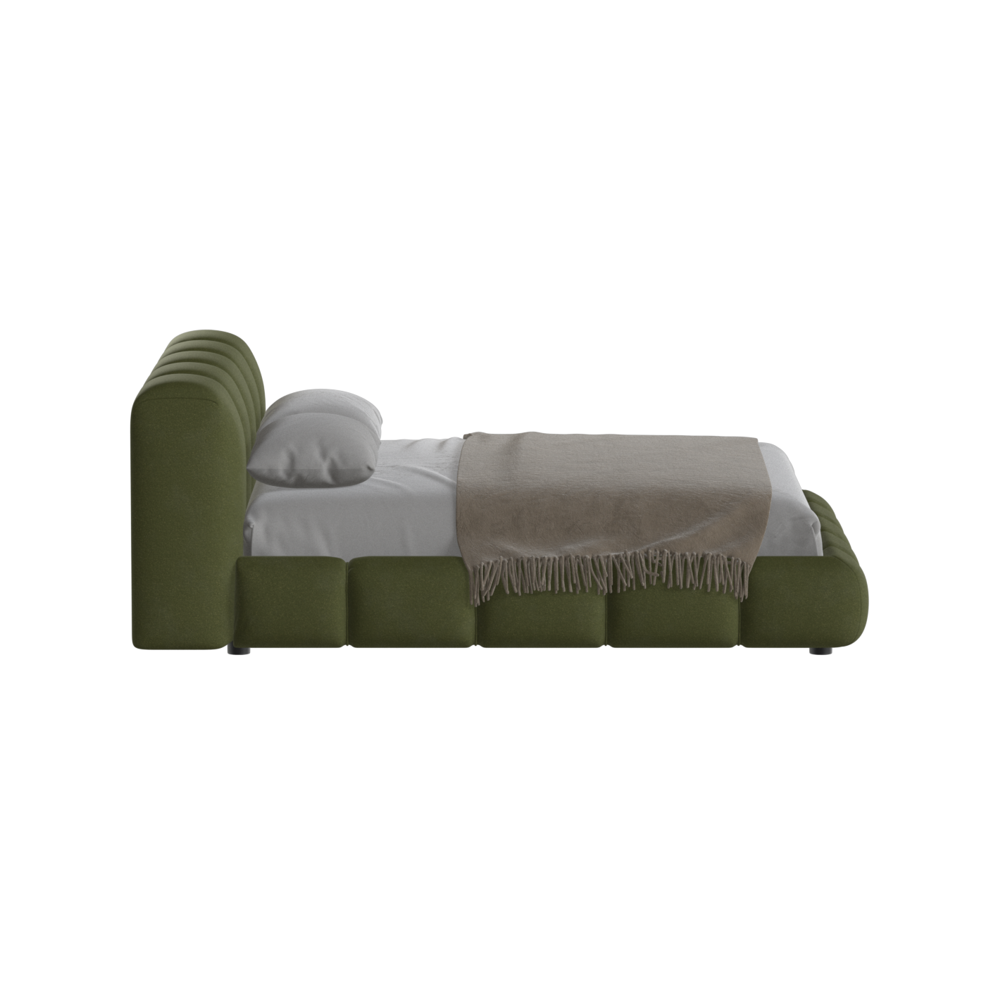 Fluffy Upholstered Bed Frame in Textured Bouclé