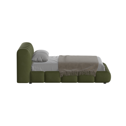 Fluffy Upholstered Bed Frame in Textured Bouclé