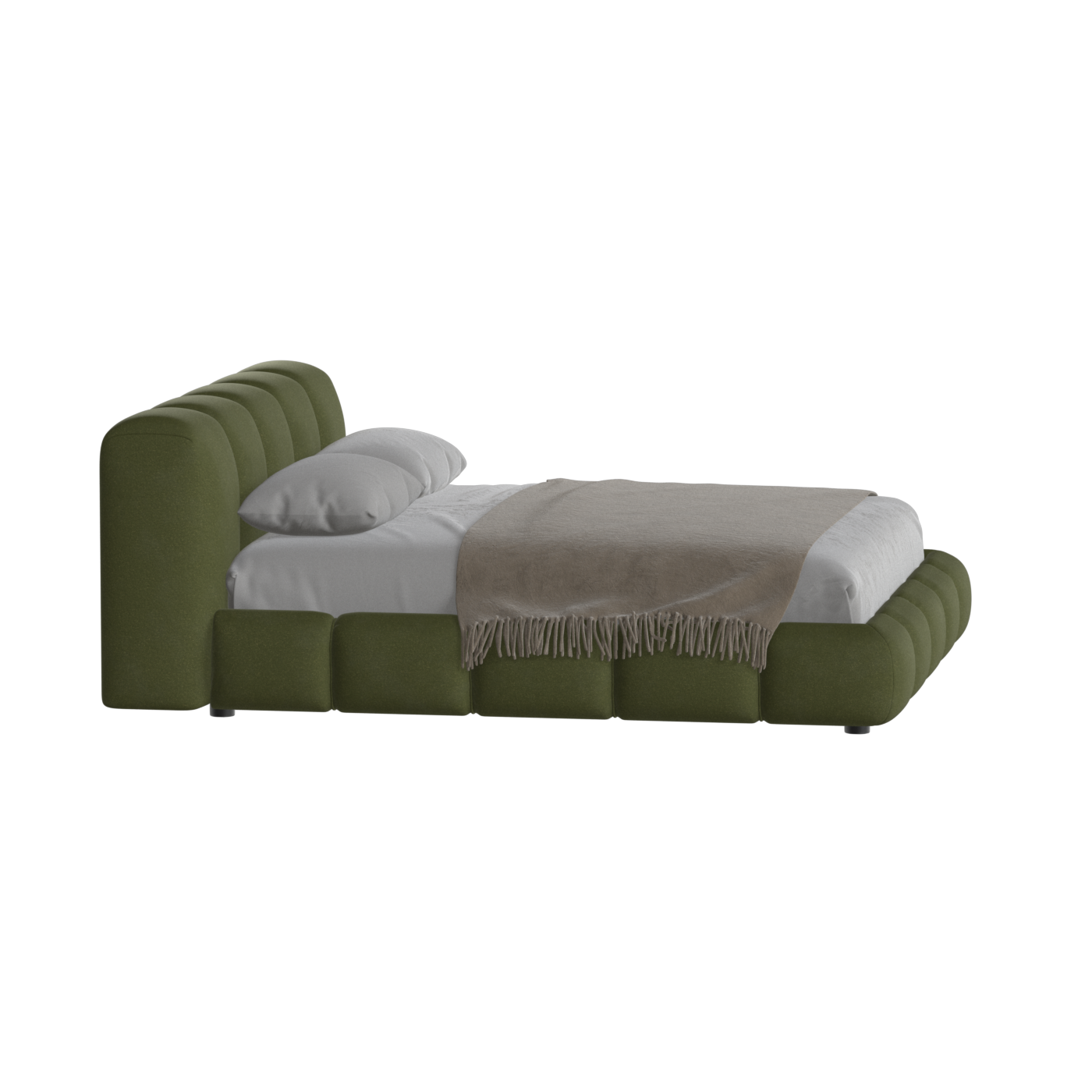 Fluffy Upholstered Bed Frame in Textured Bouclé