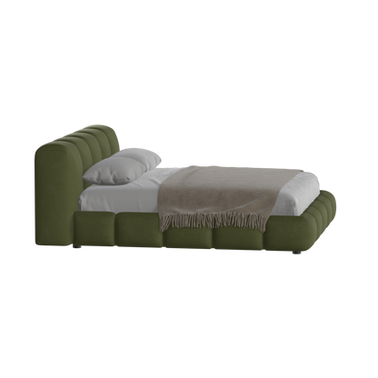 Fluffy Upholstered Bed Frame in Textured Bouclé
