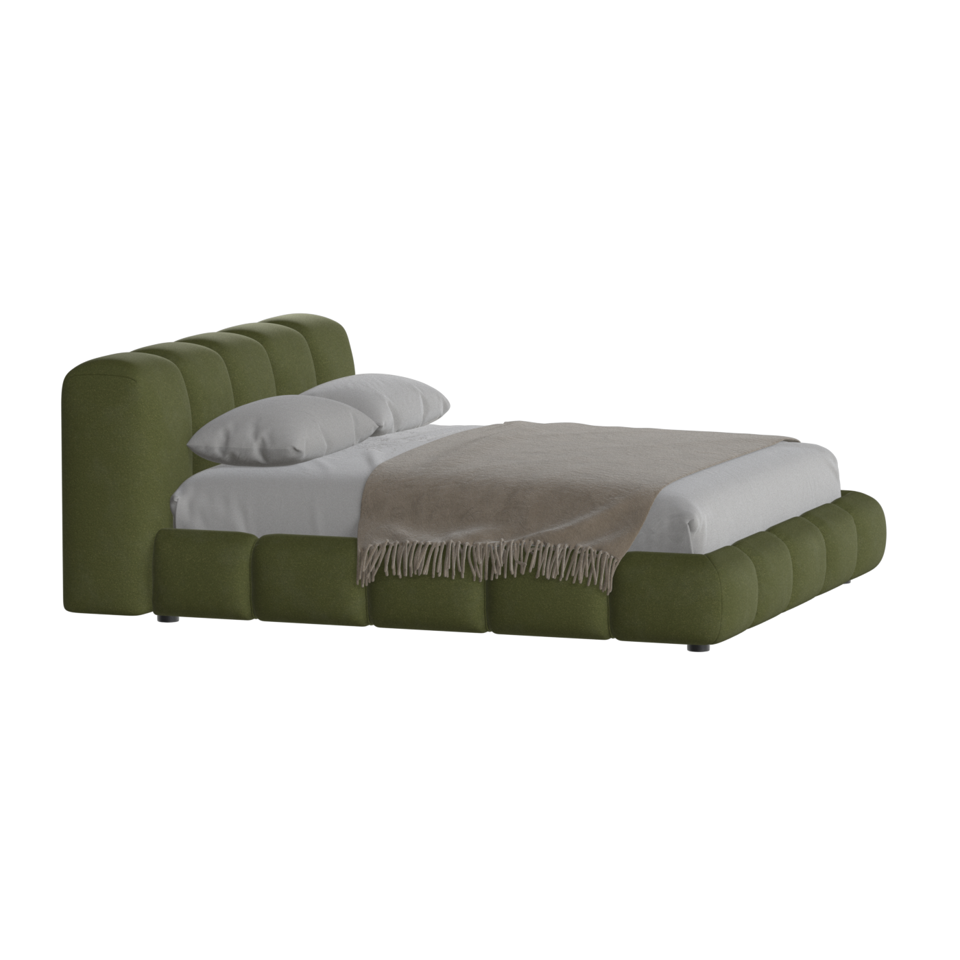 Fluffy Upholstered Bed Frame in Textured Bouclé