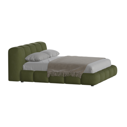 Fluffy Upholstered Bed Frame in Textured Bouclé