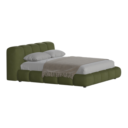 Fluffy Upholstered Bed Frame in Textured Bouclé
