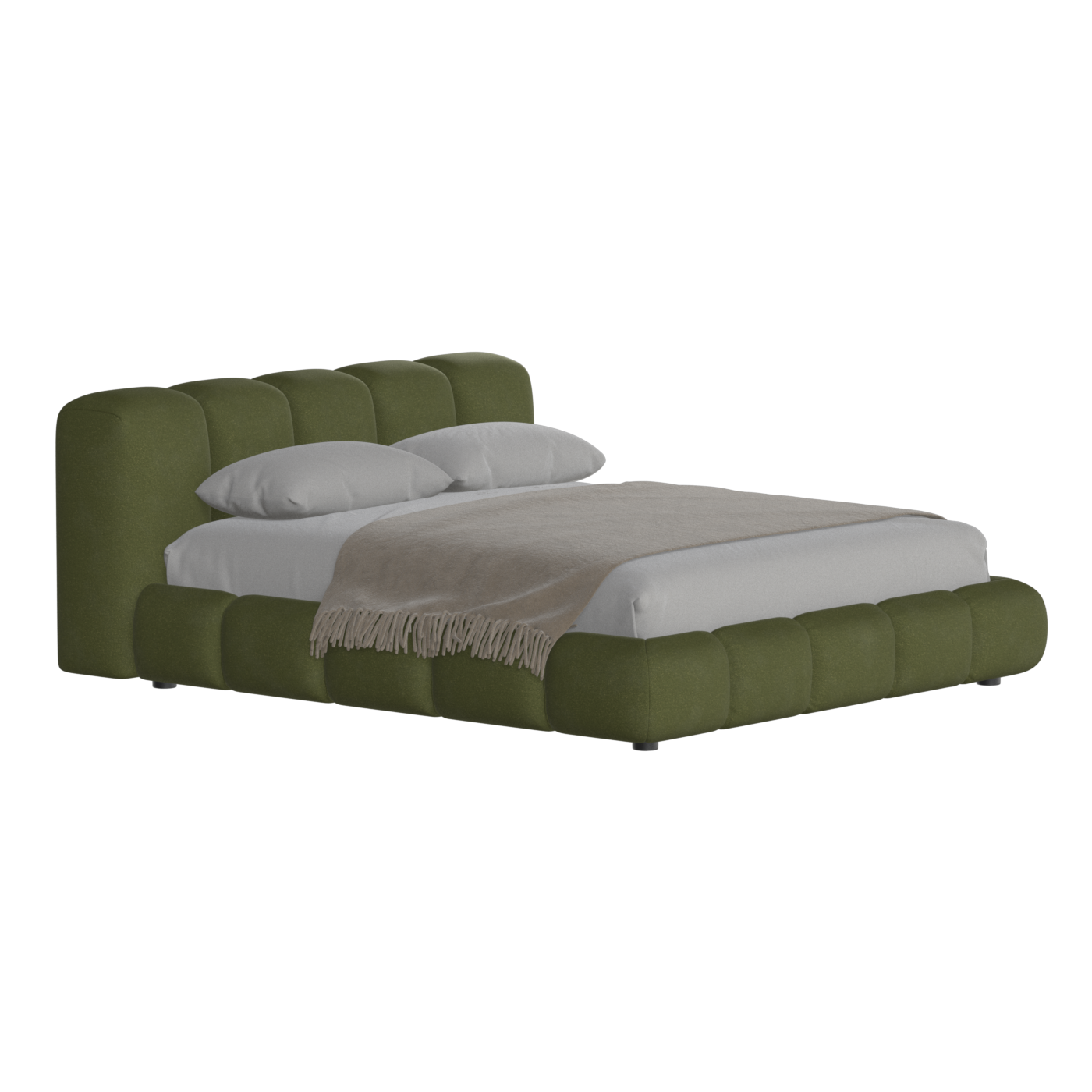 Fluffy Upholstered Bed Frame in Textured Bouclé