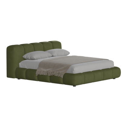 Fluffy Upholstered Bed Frame in Textured Bouclé