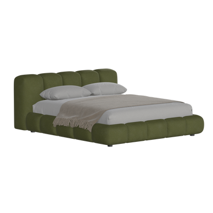 Fluffy Upholstered Bed Frame in Textured Bouclé