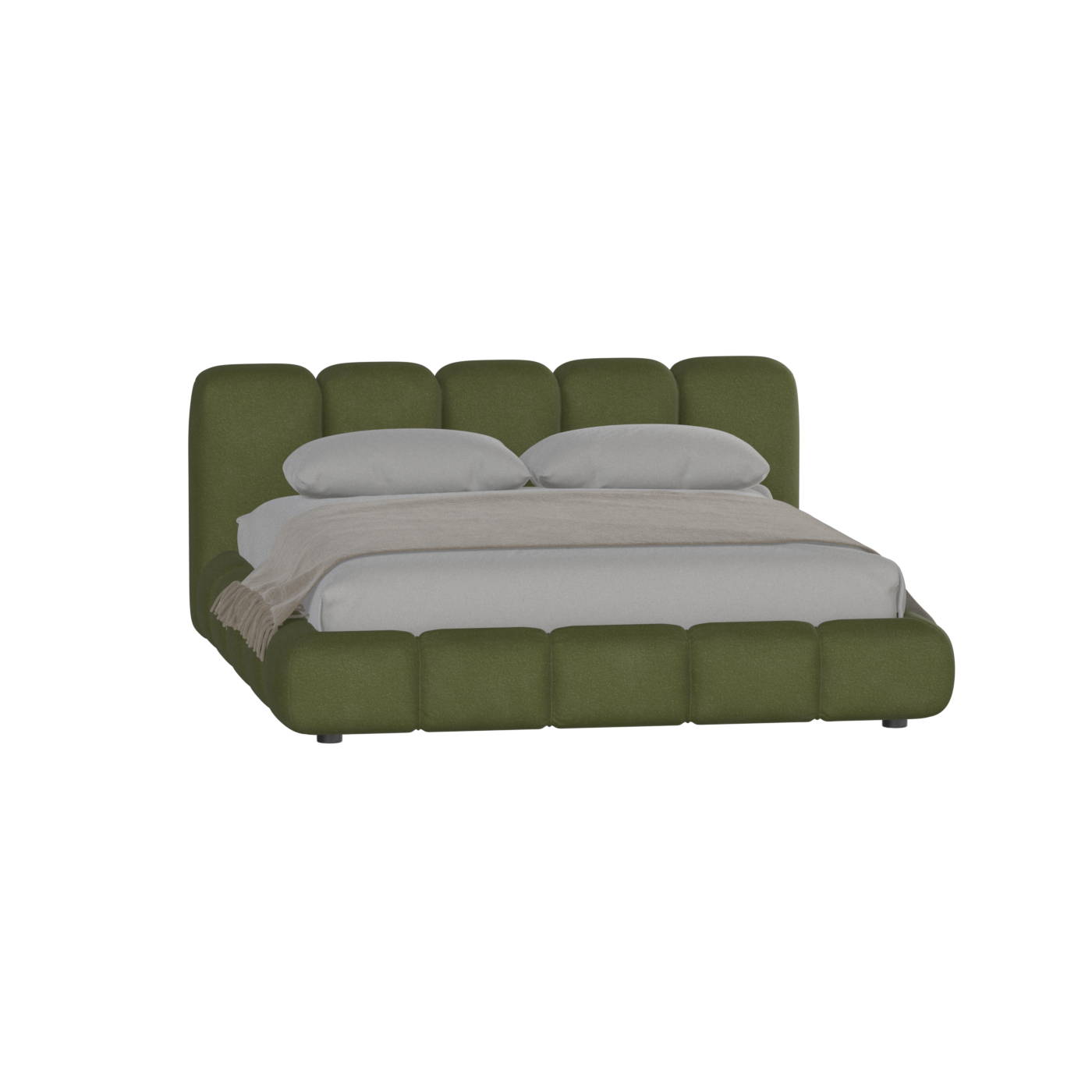 Fluffy Upholstered Bed Frame in Textured Bouclé