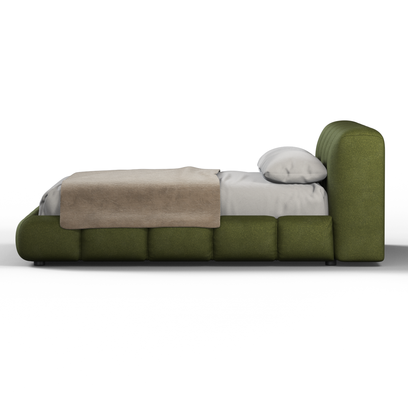Fluffy Upholstered Bed Frame in Textured Bouclé