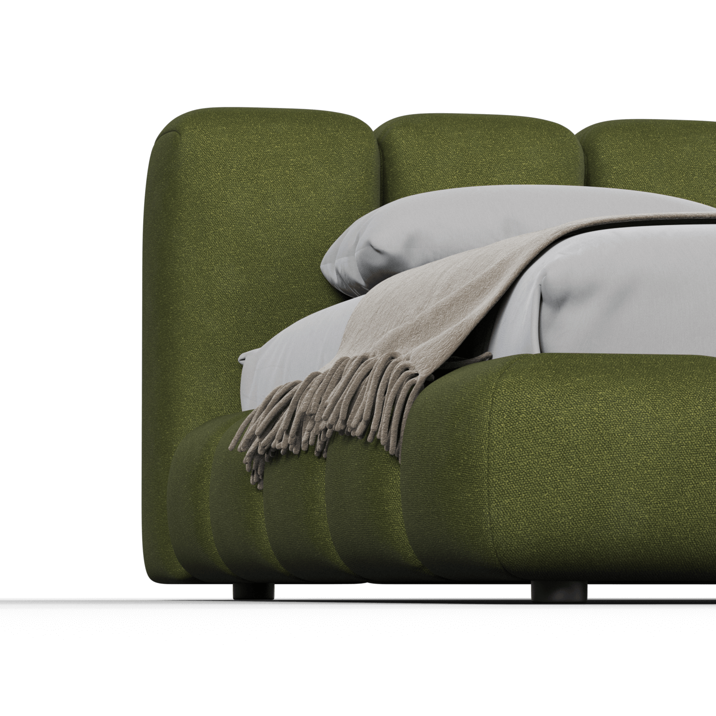 Fluffy Upholstered Bed Frame in Textured Bouclé
