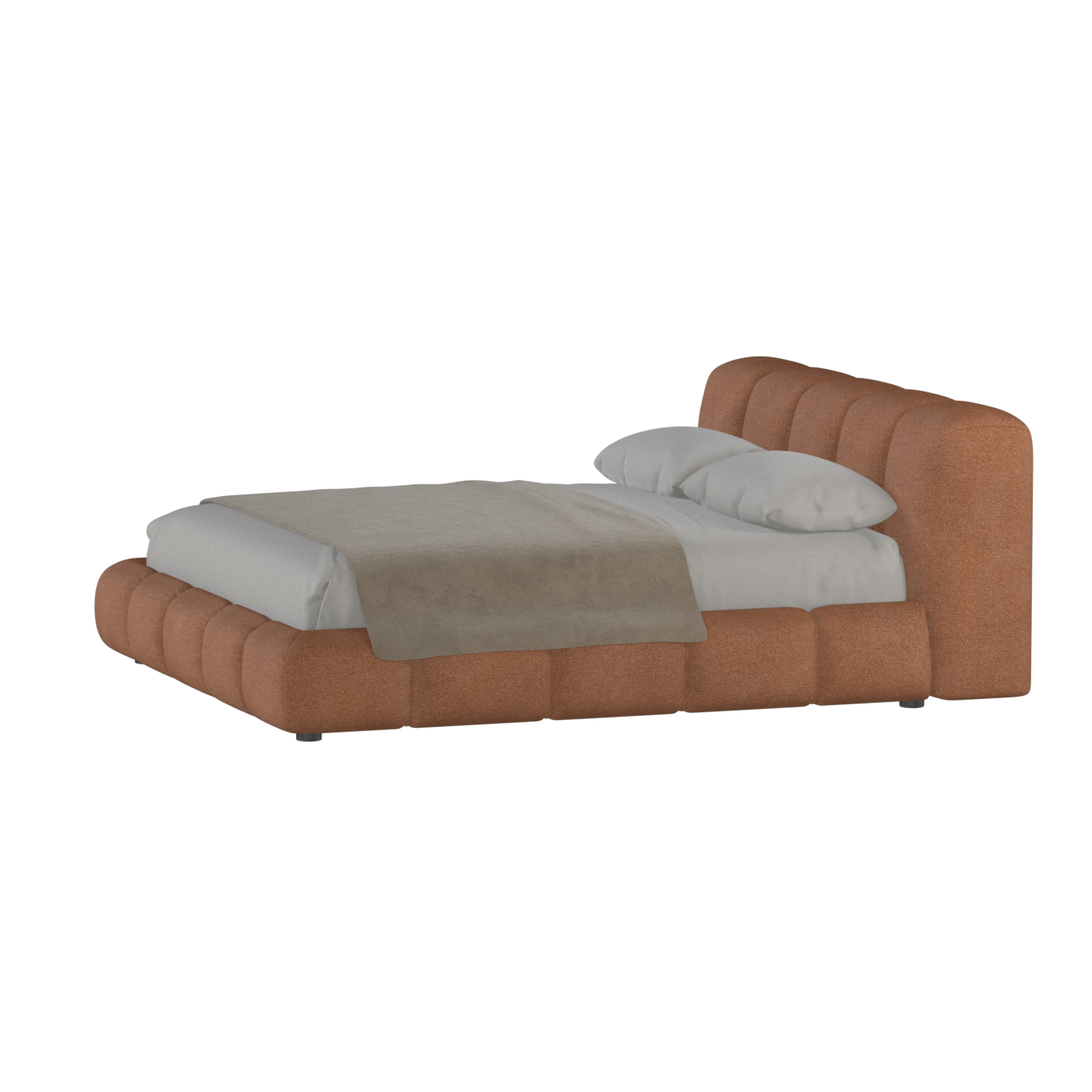 Fluffy Upholstered Bed Frame in Textured Bouclé